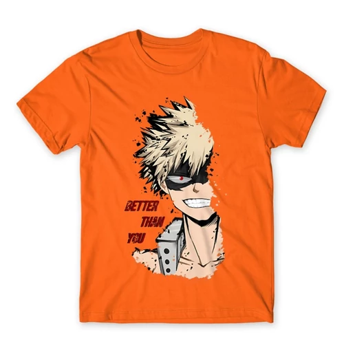 Narancs Hősakadémia férfi rövid ujjú póló - BNHA - Kacchan
