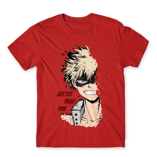 Piros Hősakadémia férfi rövid ujjú póló - BNHA - Kacchan
