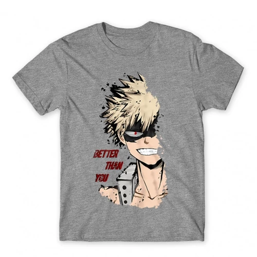 Sportszürke Hősakadémia férfi rövid ujjú póló - BNHA - Kacchan