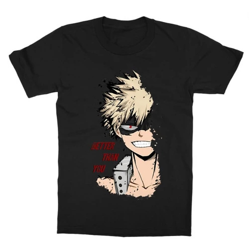 Fekete Hősakadémia gyerek rövid ujjú póló - BNHA - Kacchan