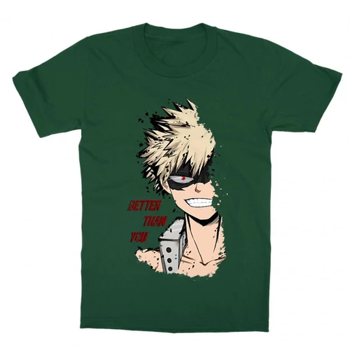 Sötétzöld Hősakadémia gyerek rövid ujjú póló - BNHA - Kacchan