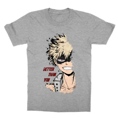 Sportszürke Hősakadémia gyerek rövid ujjú póló - BNHA - Kacchan