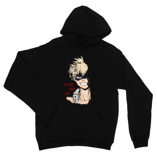 Fekete Hősakadémia unisex kapucnis pulóver - BNHA - Kacchan