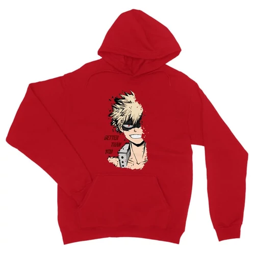 Piros Hősakadémia unisex kapucnis pulóver - BNHA - Kacchan