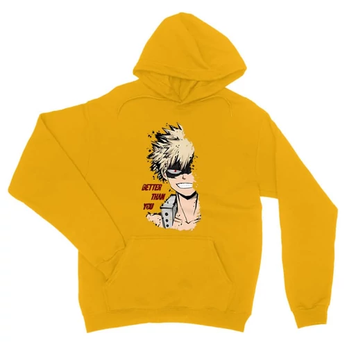 Sárga Hősakadémia unisex kapucnis pulóver - BNHA - Kacchan