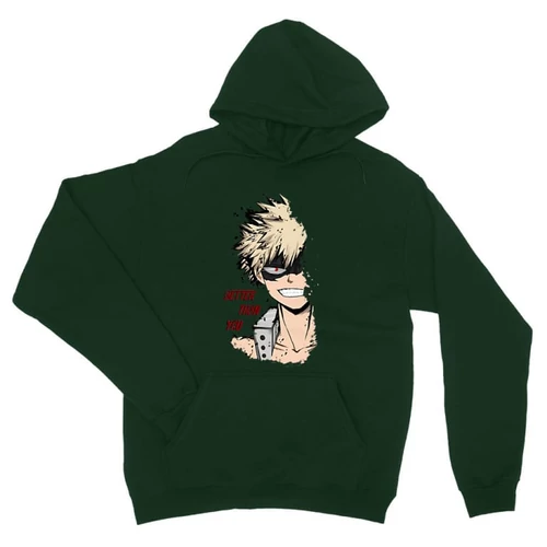 Sötétzöld Hősakadémia unisex kapucnis pulóver - BNHA - Kacchan