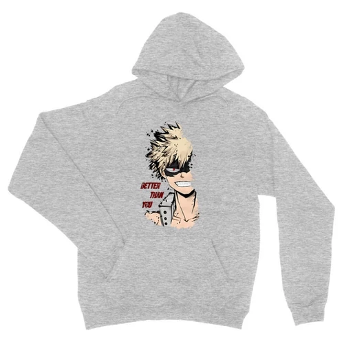 Sportszürke Hősakadémia unisex kapucnis pulóver - BNHA - Kacchan