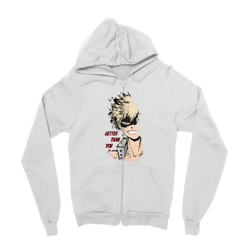 Fehér Hősakadémia zipzáros pulóver - BNHA - Kacchan