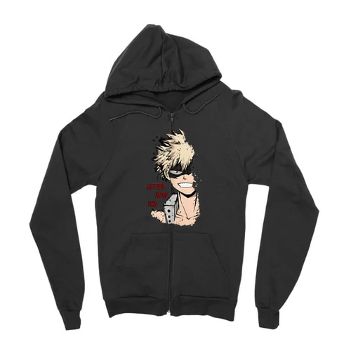 Fekete Hősakadémia zipzáros pulóver - BNHA - Kacchan