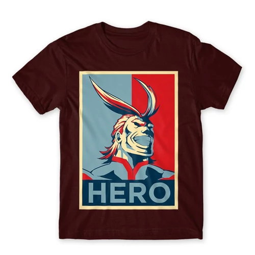 Bordó Hősakadémia férfi rövid ujjú póló - Boku no Hero Academia - All Might