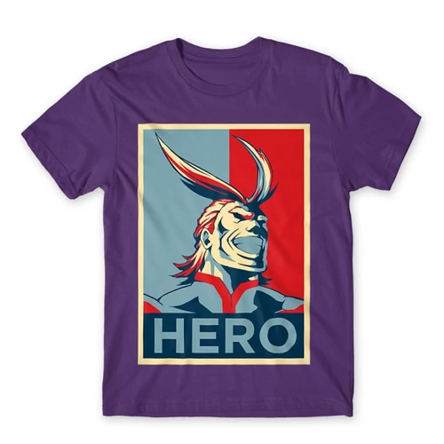 Sötétlila Hősakadémia férfi rövid ujjú póló - Boku no Hero Academia - All Might