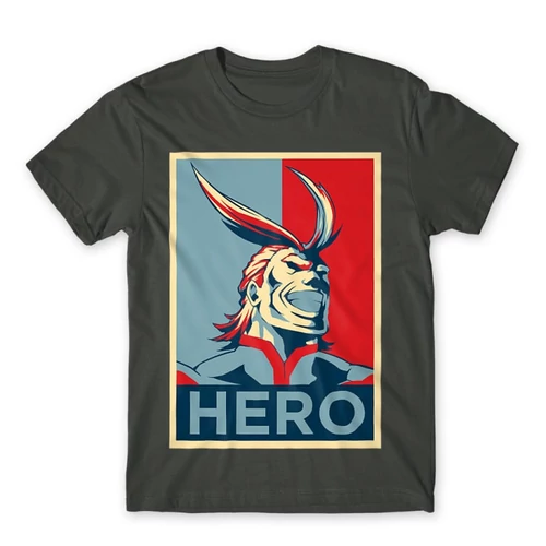 Sötétszürke Hősakadémia férfi rövid ujjú póló - Boku no Hero Academia - All Might