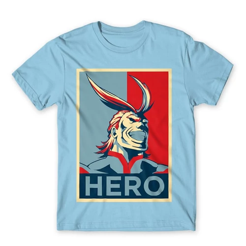 Világoskék Hősakadémia férfi rövid ujjú póló - Boku no Hero Academia - All Might