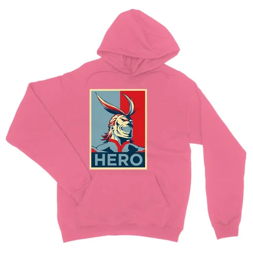 Világos rózsaszín Hősakadémia unisex kapucnis pulóver - Boku no Hero Academia - All Might