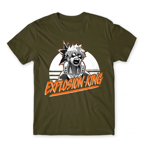 Khaki Hősakadémia férfi rövid ujjú póló - Explosion King