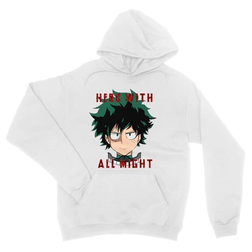 Fehér Hősakadémia unisex kapucnis pulóver - Hero With All Might