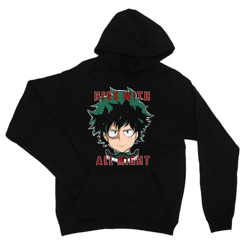Fekete Hősakadémia unisex kapucnis pulóver - Hero With All Might