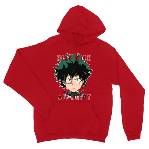 Piros Hősakadémia unisex kapucnis pulóver - Hero With All Might
