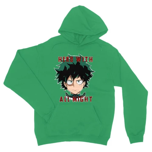 Zöld Hősakadémia unisex kapucnis pulóver - Hero With All Might
