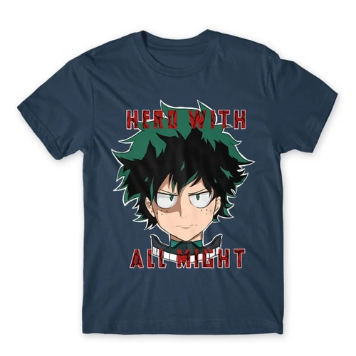 Denim Hősakadémia férfi rövid ujjú póló - Hero With All Might