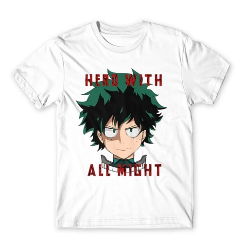 Fehér Hősakadémia férfi rövid ujjú póló - Hero With All Might