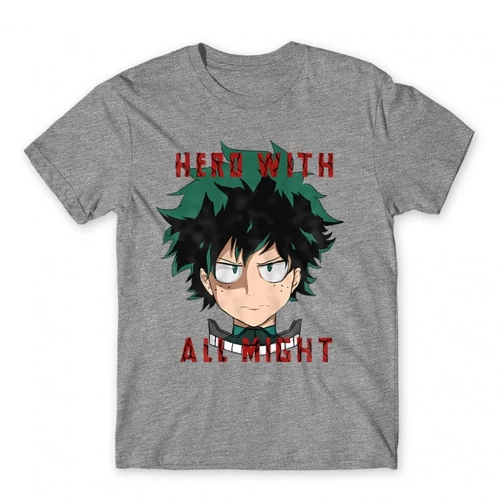 Sportszürke Hősakadémia férfi rövid ujjú póló - Hero With All Might
