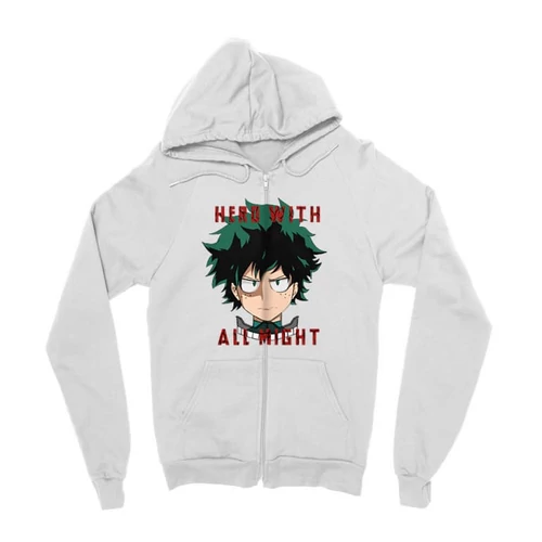 Fehér Hősakadémia zipzáros pulóver - Hero With All Might