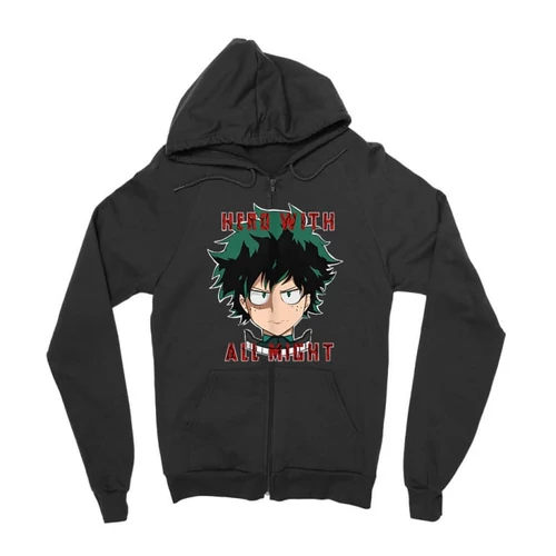 Fekete Hősakadémia zipzáros pulóver - Hero With All Might