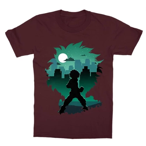 Bordó Hősakadémia gyerek rövid ujjú póló - Izuku silhouette