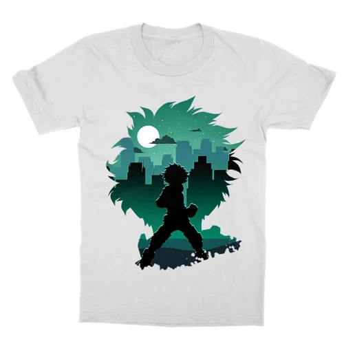 Fehér Hősakadémia gyerek rövid ujjú póló - Izuku silhouette