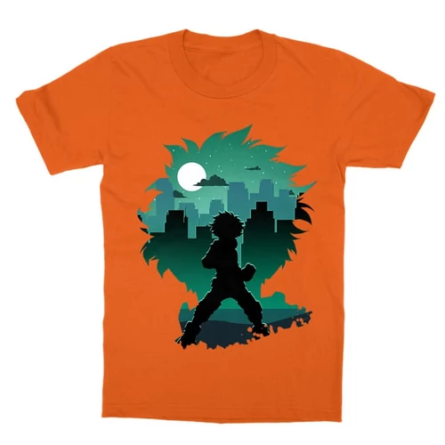 Narancs Hősakadémia gyerek rövid ujjú póló - Izuku silhouette