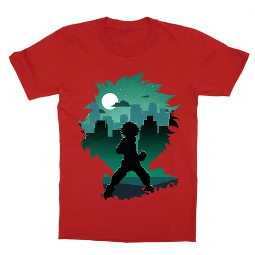 Piros Hősakadémia gyerek rövid ujjú póló - Izuku silhouette