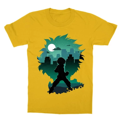 Sárga Hősakadémia gyerek rövid ujjú póló - Izuku silhouette