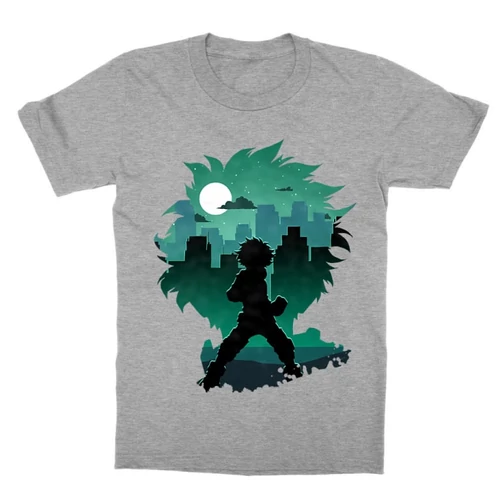 Sportszürke Hősakadémia gyerek rövid ujjú póló - Izuku silhouette