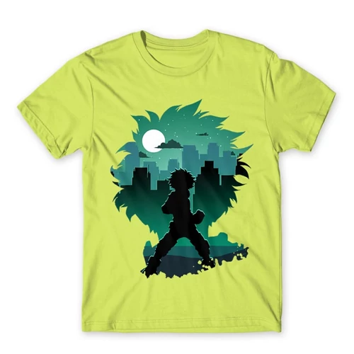 Almazöld Hősakadémia férfi rövid ujjú póló - Izuku silhouette
