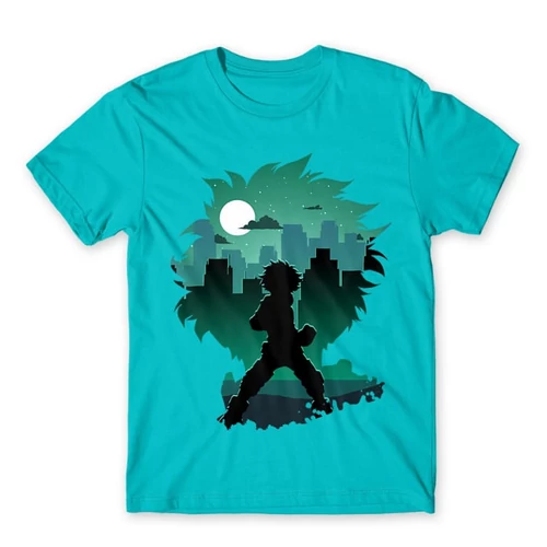 Atollkék Hősakadémia férfi rövid ujjú póló - Izuku silhouette