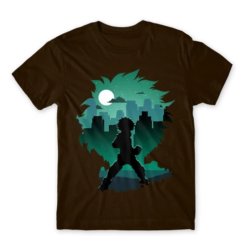 Barna Hősakadémia férfi rövid ujjú póló - Izuku silhouette