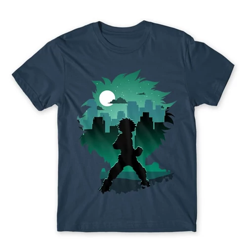 Denim Hősakadémia férfi rövid ujjú póló - Izuku silhouette