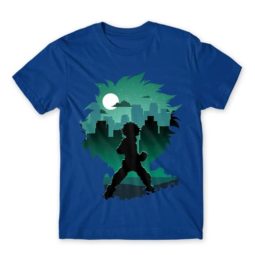 Királykék Hősakadémia férfi rövid ujjú póló - Izuku silhouette