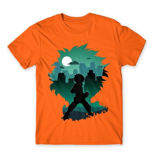 Narancs Hősakadémia férfi rövid ujjú póló - Izuku silhouette