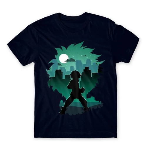 Sötétkék Hősakadémia férfi rövid ujjú póló - Izuku silhouette