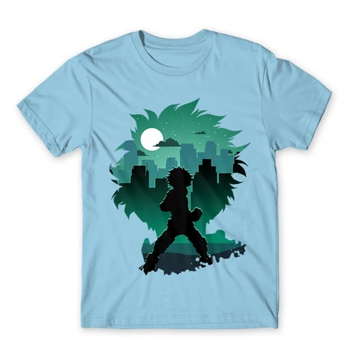 Világoskék Hősakadémia férfi rövid ujjú póló - Izuku silhouette