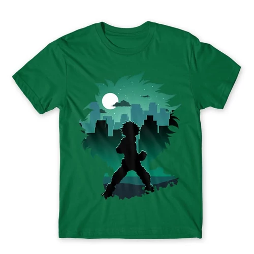 Zöld Hősakadémia férfi rövid ujjú póló - Izuku silhouette