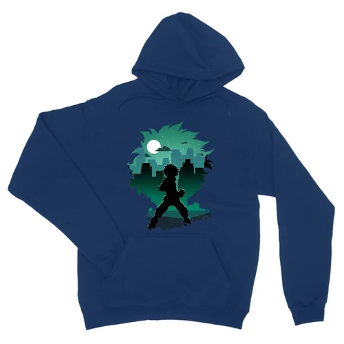 Királykék Hősakadémia unisex kapucnis pulóver - Izuku silhouette