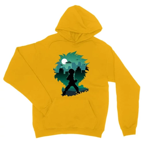 Sárga Hősakadémia unisex kapucnis pulóver - Izuku silhouette