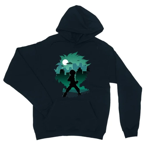 Sötétkék Hősakadémia unisex kapucnis pulóver - Izuku silhouette