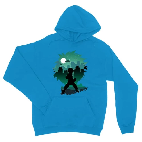 Zafírkék Hősakadémia unisex kapucnis pulóver - Izuku silhouette
