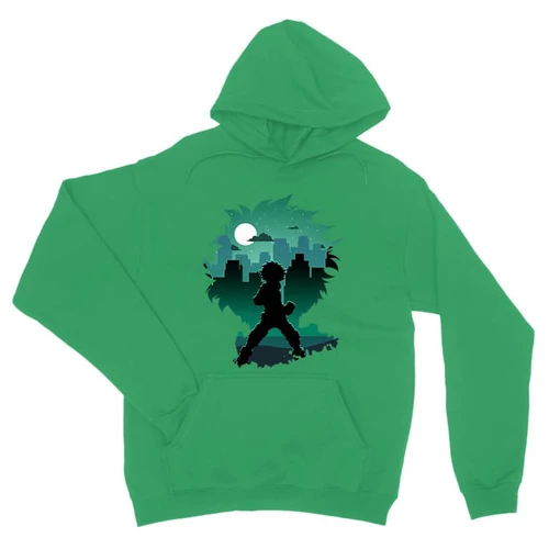 Zöld Hősakadémia unisex kapucnis pulóver - Izuku silhouette