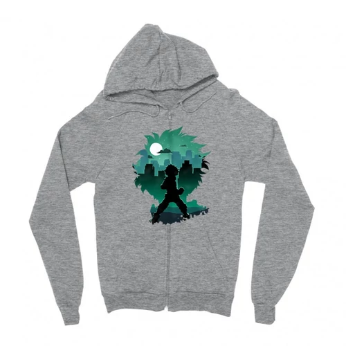 Sportszürke Hősakadémia zipzáros pulóver - Izuku silhouette