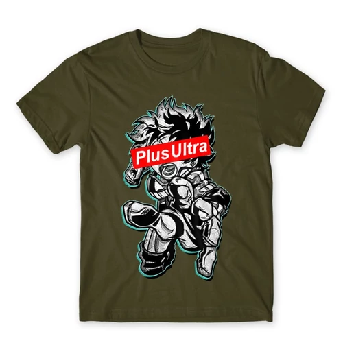 Khaki Hősakadémia férfi rövid ujjú póló - Plus Ultra